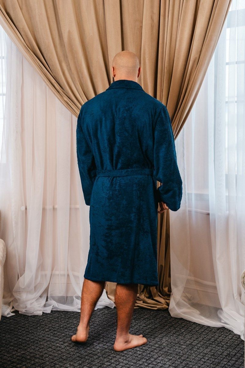 снимок Халат махровый мужской темно-синий от магазина BIO-TEXTILES ОПТ