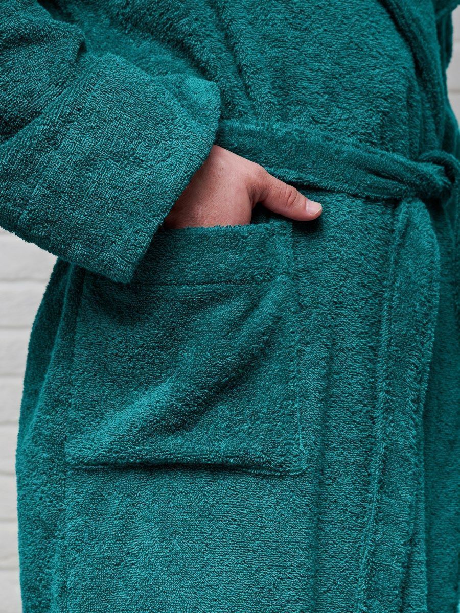 снимок Халат мужской махровый PandaHug с капюшоном, изумруд от магазина BIO-TEXTILES ОПТ