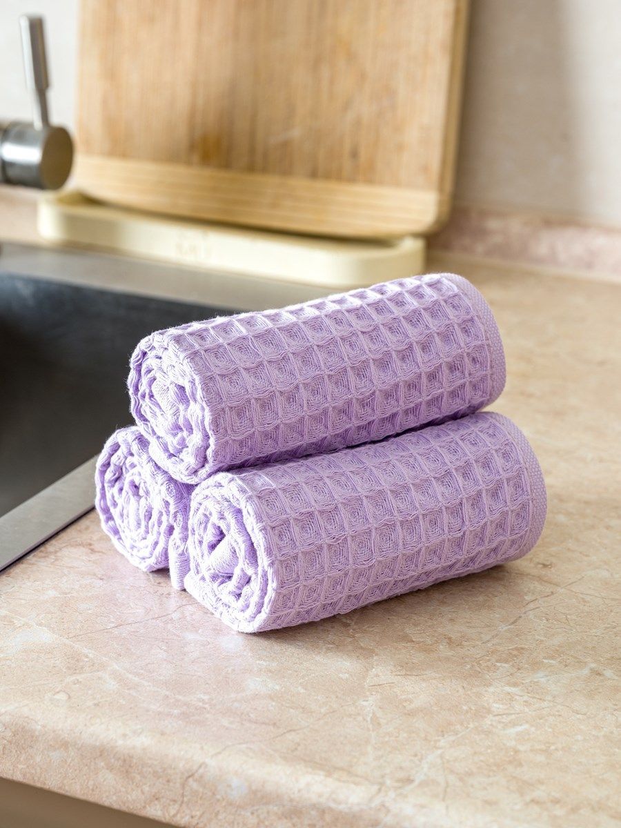 снимок Набор вафельных полотенец 3 шт (30*60) сиреневые от магазина BIO-TEXTILES ОПТ
