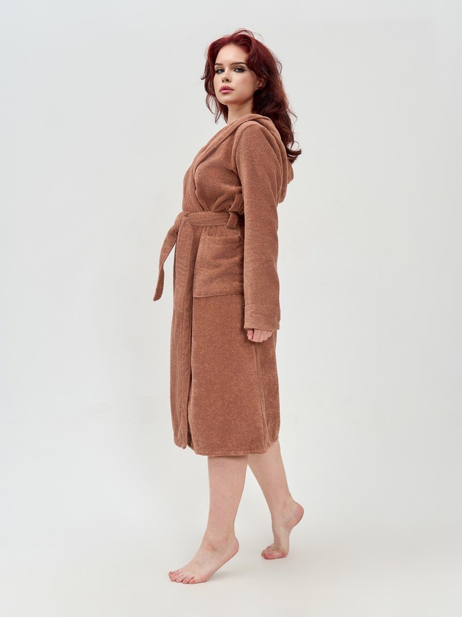снимок Халат махровый женский с капюшоном мокко от магазина BIO-TEXTILES ОПТ