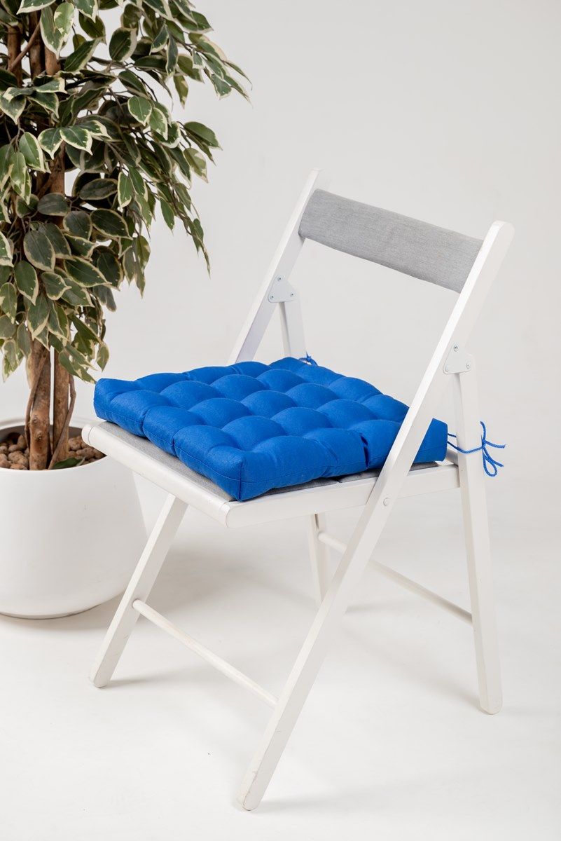 снимок Подушка для стула "ЛОФТ" с завязками, синяя 40*40 от магазина BIO-TEXTILES ОПТ