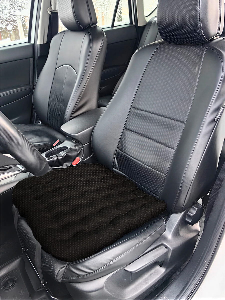 снимок Подушка автомобильная на сиденье "ОРТО" черная 50*45 с креплением от магазина BIO-TEXTILES ОПТ