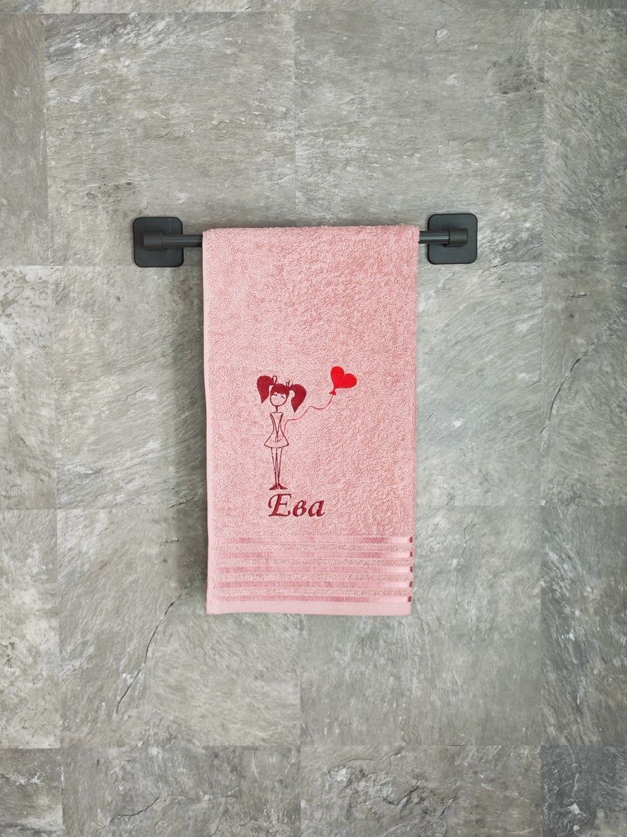снимок Полотенце с вышивкой 50*90 "Ева" розовое от магазина BIO-TEXTILES ОПТ