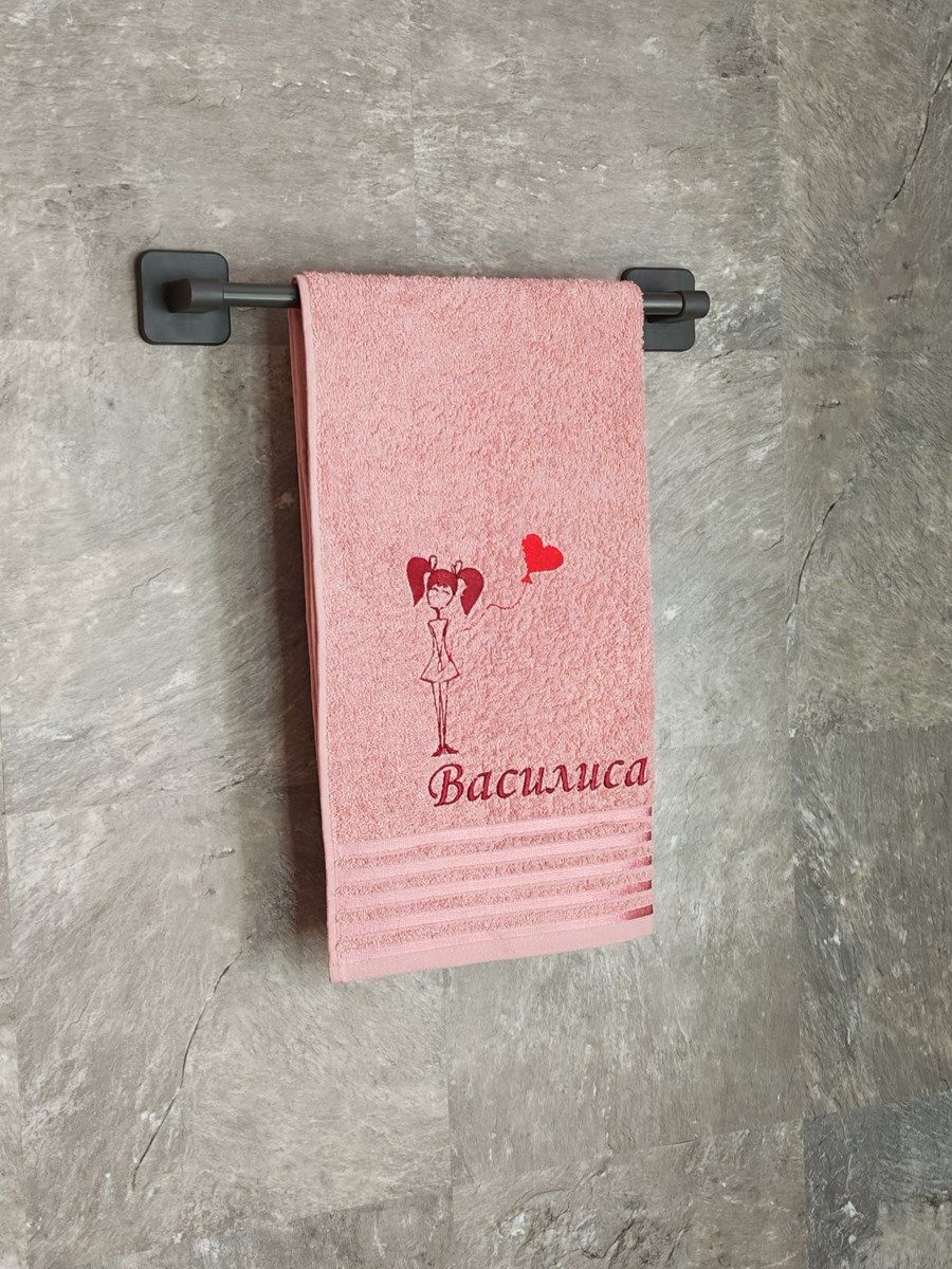 снимок Полотенце с вышивкой 50*90 "Василиса" розовое от магазина BIO-TEXTILES ОПТ