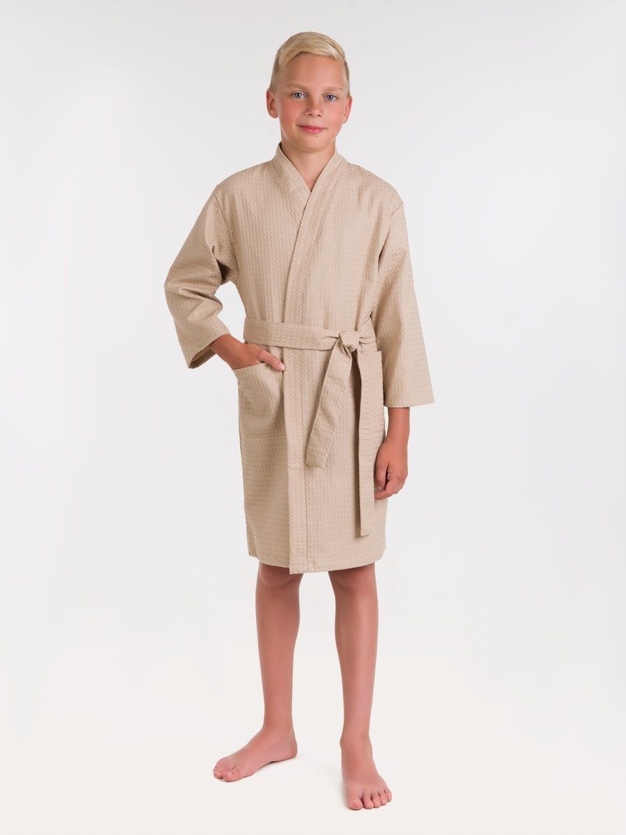 снимок Халат вафельный детский бежевый от магазина BIO-TEXTILES ОПТ