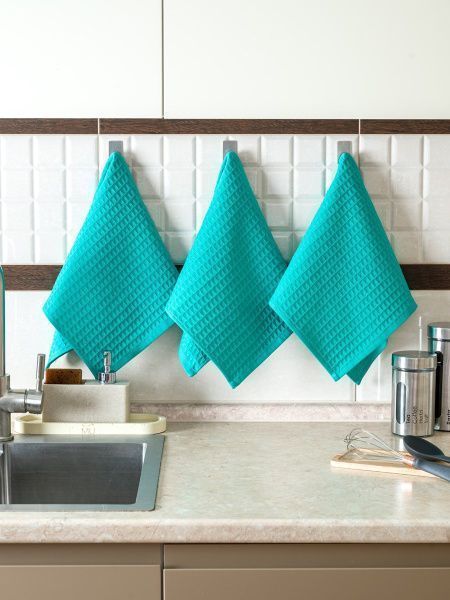 Набор вафельных полотенец 3 шт (30*60) зеленые