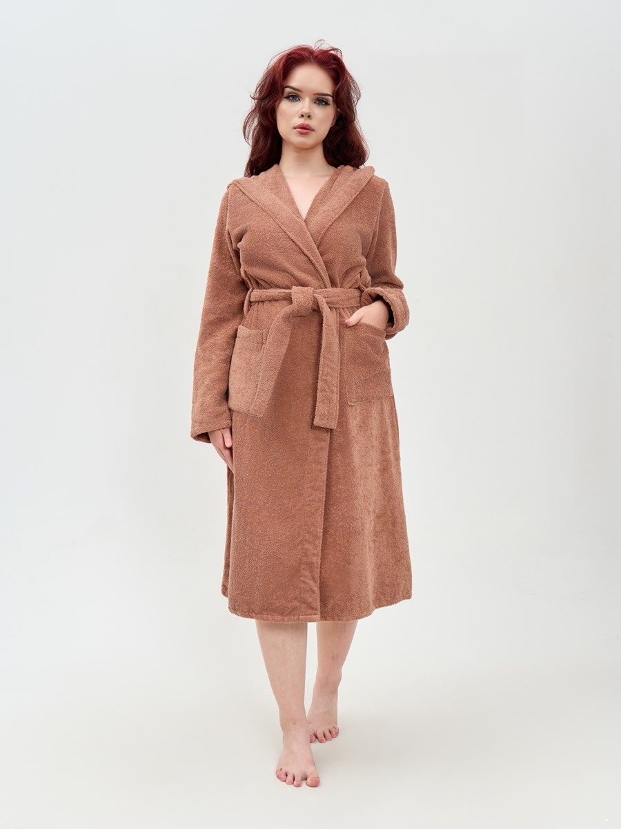снимок Халат махровый женский с капюшоном мокко от магазина BIO-TEXTILES ОПТ