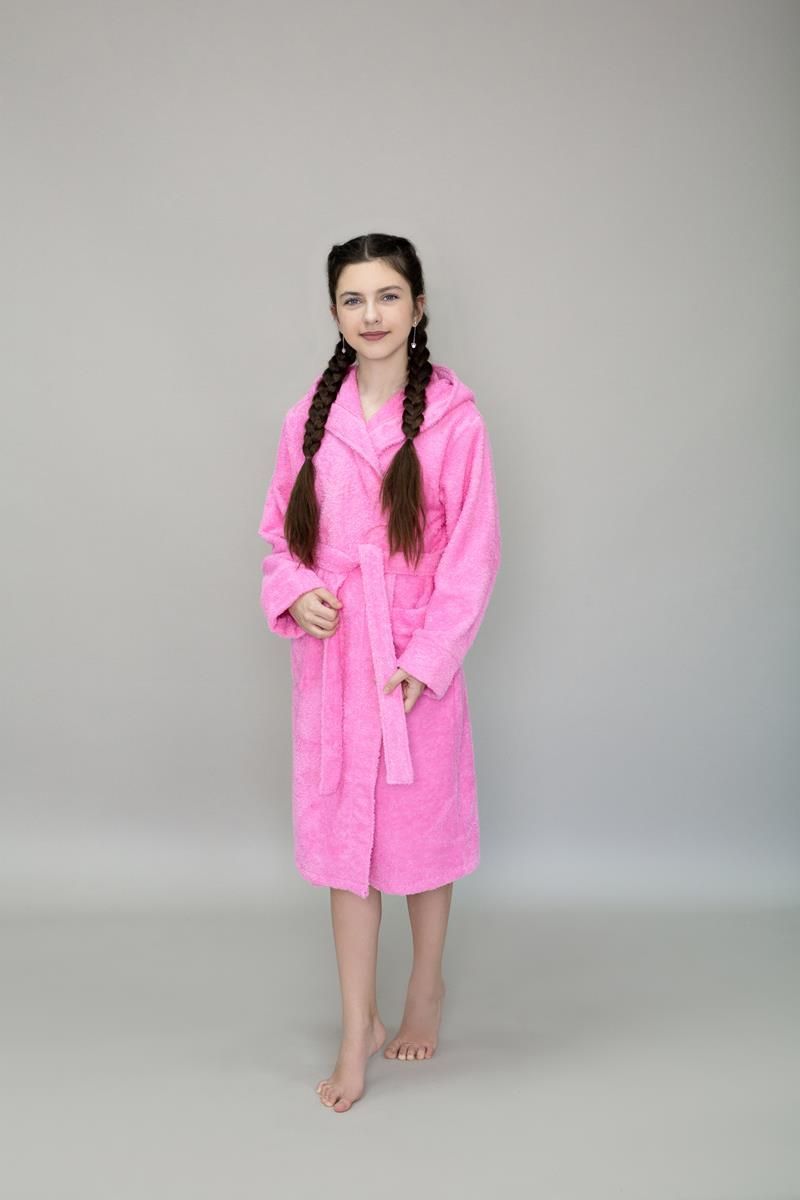 снимок Халат махровый детский с капюшоном розовый от магазина BIO-TEXTILES ОПТ
