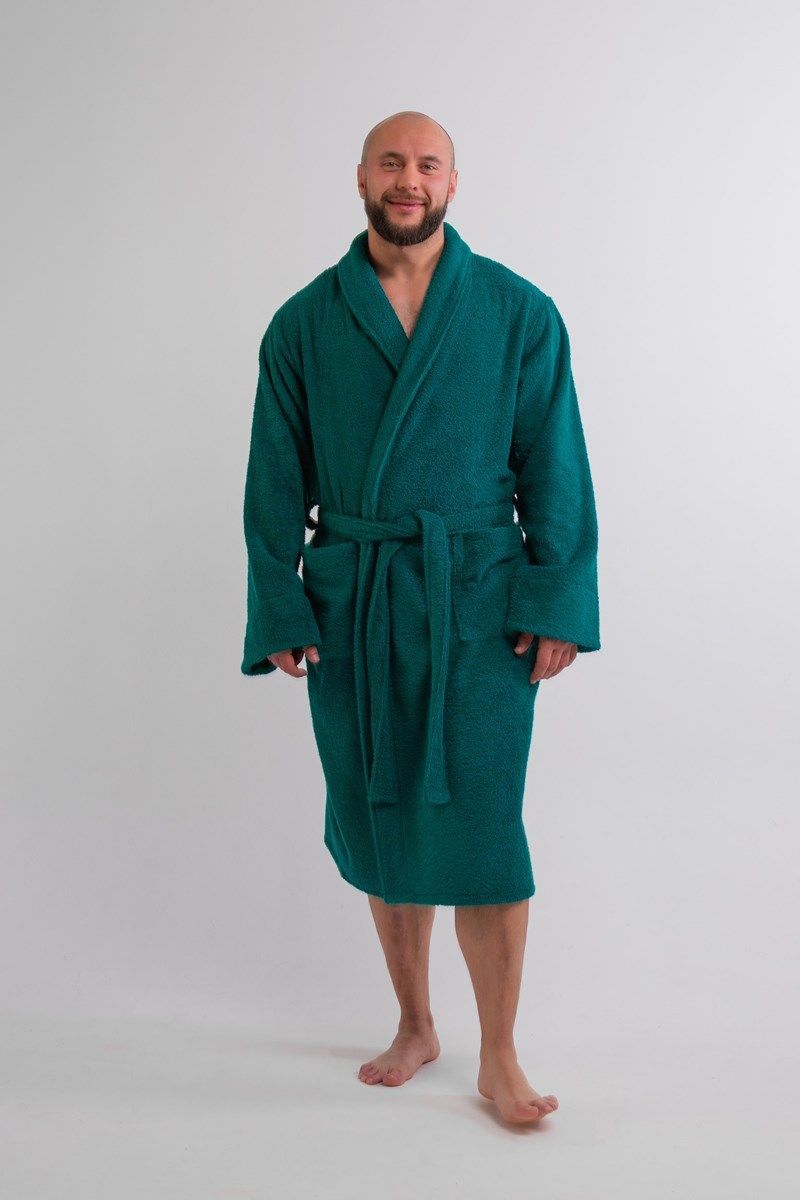 снимок Халат махровый мужской изумруд с вышивкой от магазина BIO-TEXTILES ОПТ