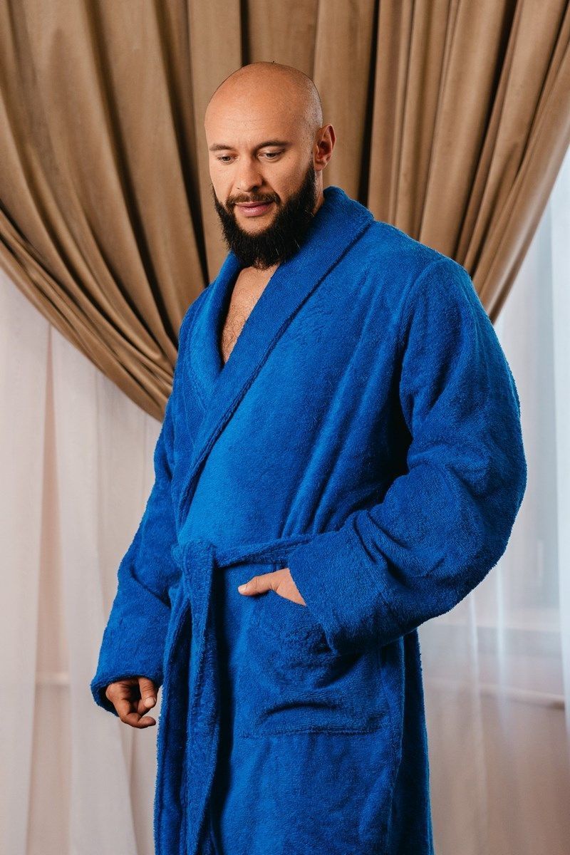 снимок Халат махровый мужской васильковый от магазина BIO-TEXTILES ОПТ