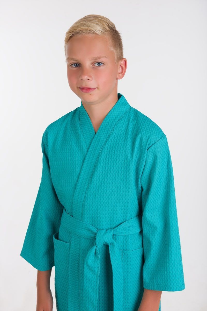 снимок Халат вафельный детский изумрудный от магазина BIO-TEXTILES ОПТ