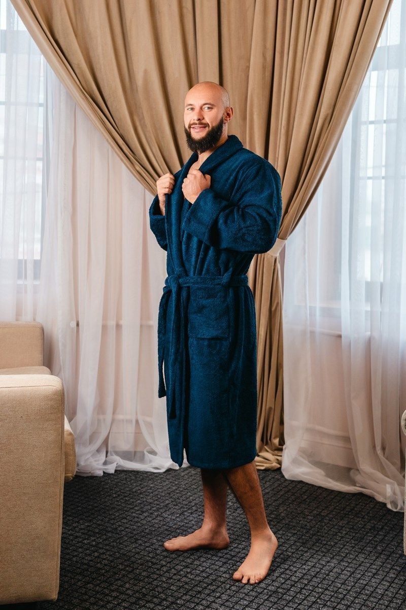 снимок Халат махровый мужской темно-синий от магазина BIO-TEXTILES ОПТ