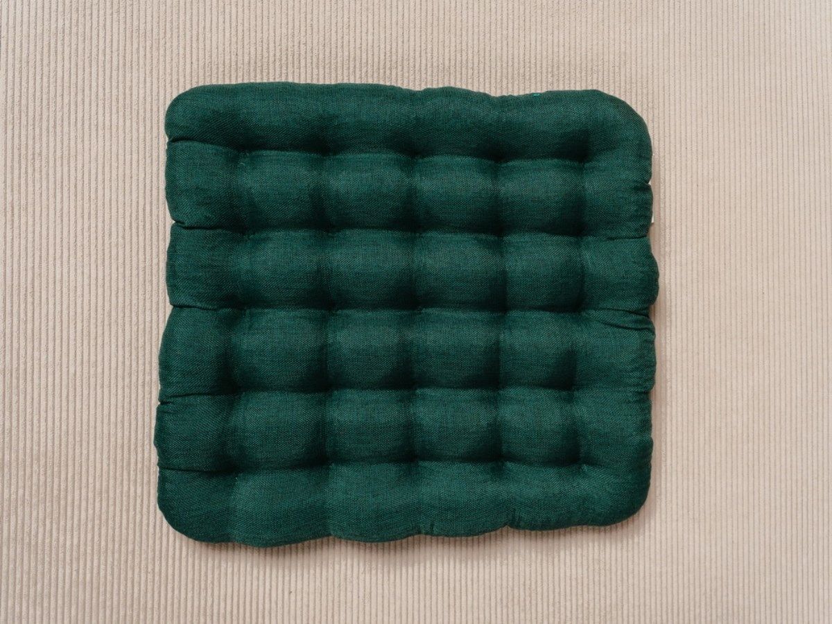 снимок Био-подушка на стул с лузгой гречихи, рогожка, зеленая,  40*40 + лаванда от магазина BIO-TEXTILES ОПТ