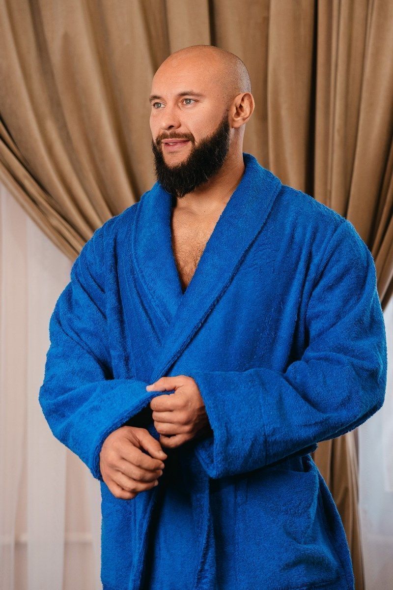 снимок Халат махровый мужской васильковый от магазина BIO-TEXTILES ОПТ