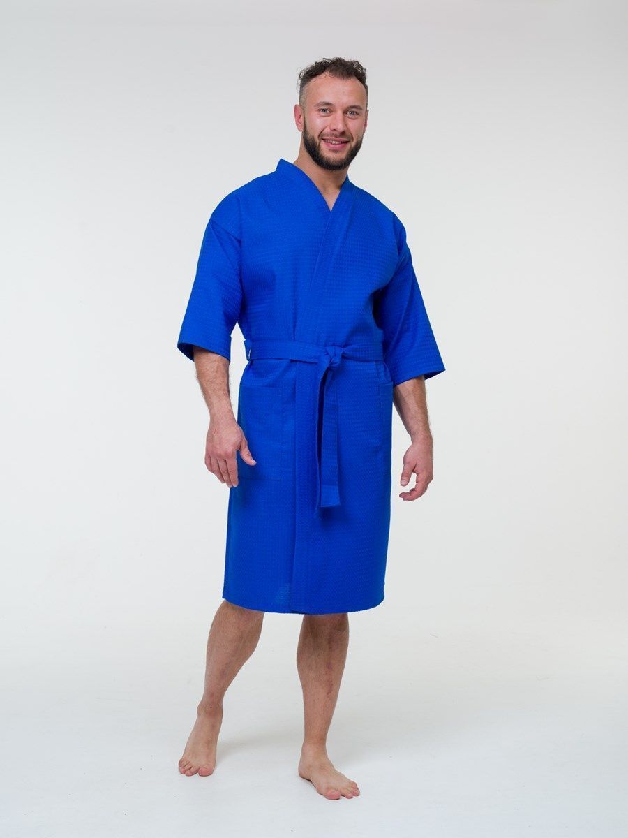 снимок Халат вафельный васильковый от магазина BIO-TEXTILES ОПТ