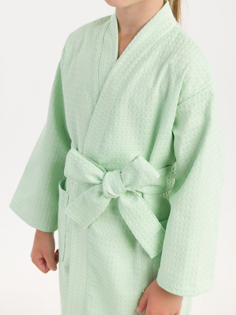 снимок Халат вафельный детский мятный от магазина BIO-TEXTILES ОПТ