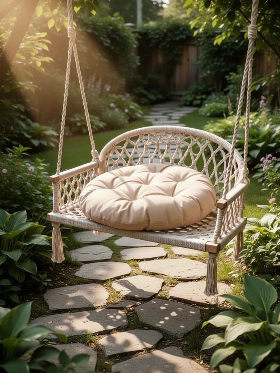 снимок Подушка для садовых качелей ЛОФТ бежевая 60х60 см от магазина BIO-TEXTILES ОПТ