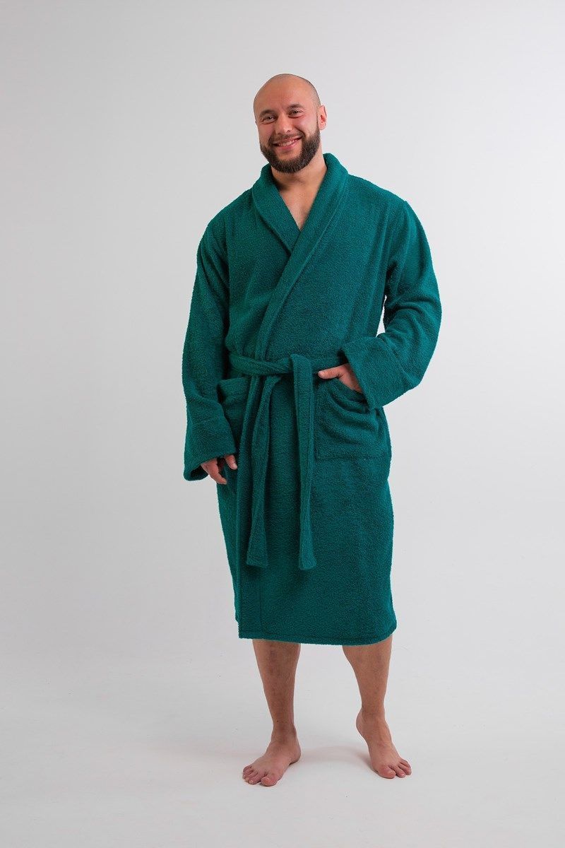 снимок Халат махровый мужской изумруд с вышивкой от магазина BIO-TEXTILES ОПТ