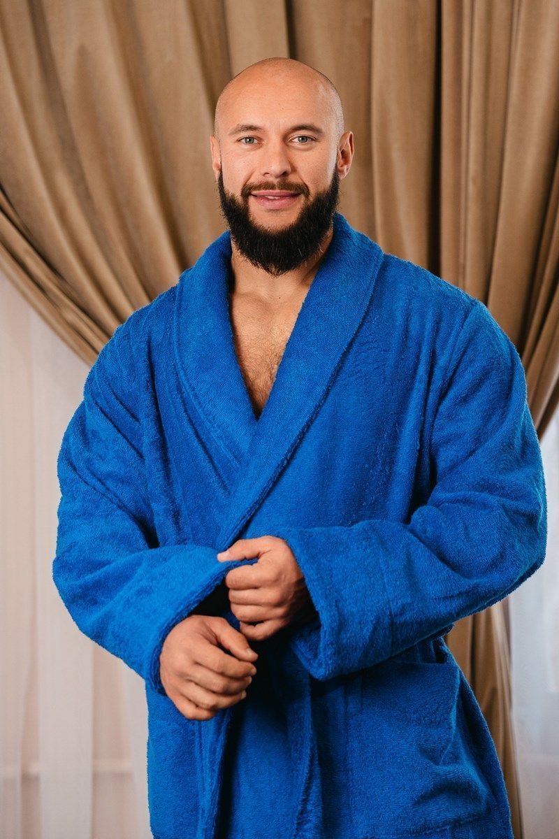 снимок Халат махровый мужской васильковый от магазина BIO-TEXTILES ОПТ