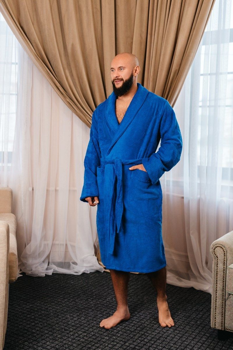 снимок Халат махровый мужской васильковый от магазина BIO-TEXTILES ОПТ