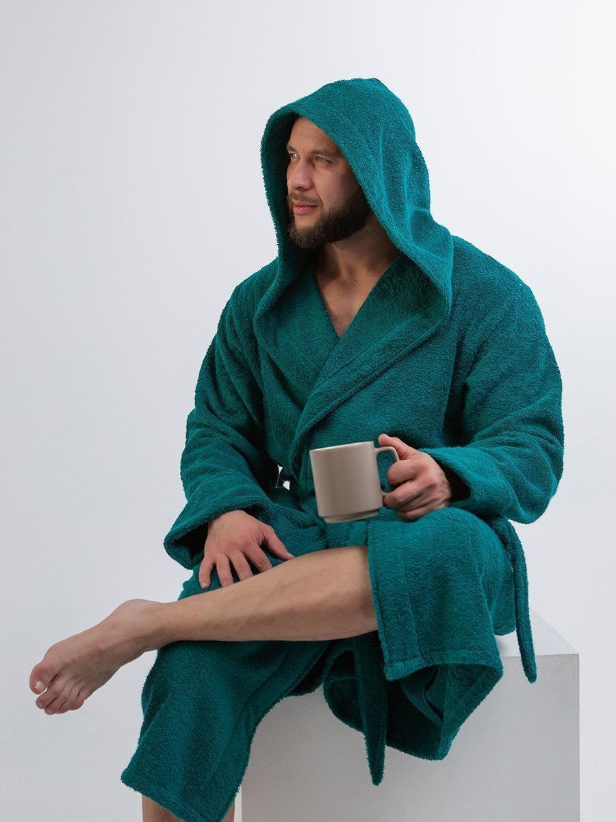 снимок Халат махровый с капюшоном, изумруд от магазина BIO-TEXTILES ОПТ