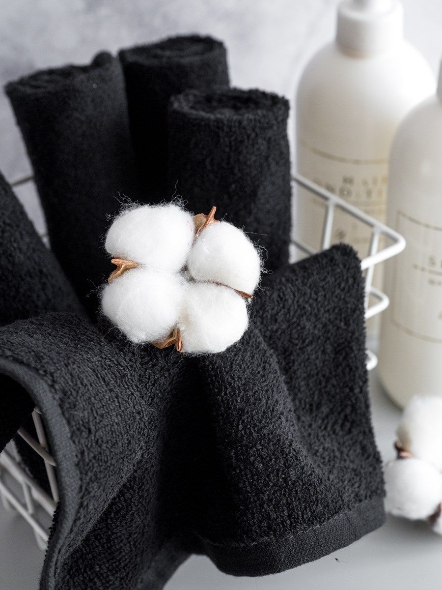 снимок Набор махровых салфеток 10 шт ( 30*30 ) черный от магазина BIO-TEXTILES ОПТ