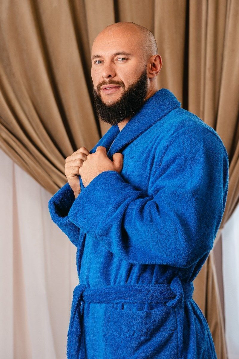 снимок Халат махровый мужской васильковый от магазина BIO-TEXTILES ОПТ