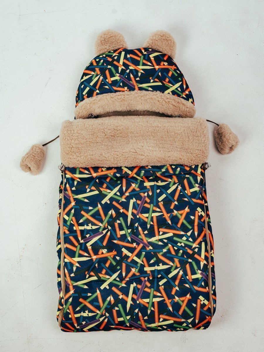 снимок Конверт детский меховой на выписку "Карандаши" 82*42 (до 6 мес) от магазина BIO-TEXTILES ОПТ