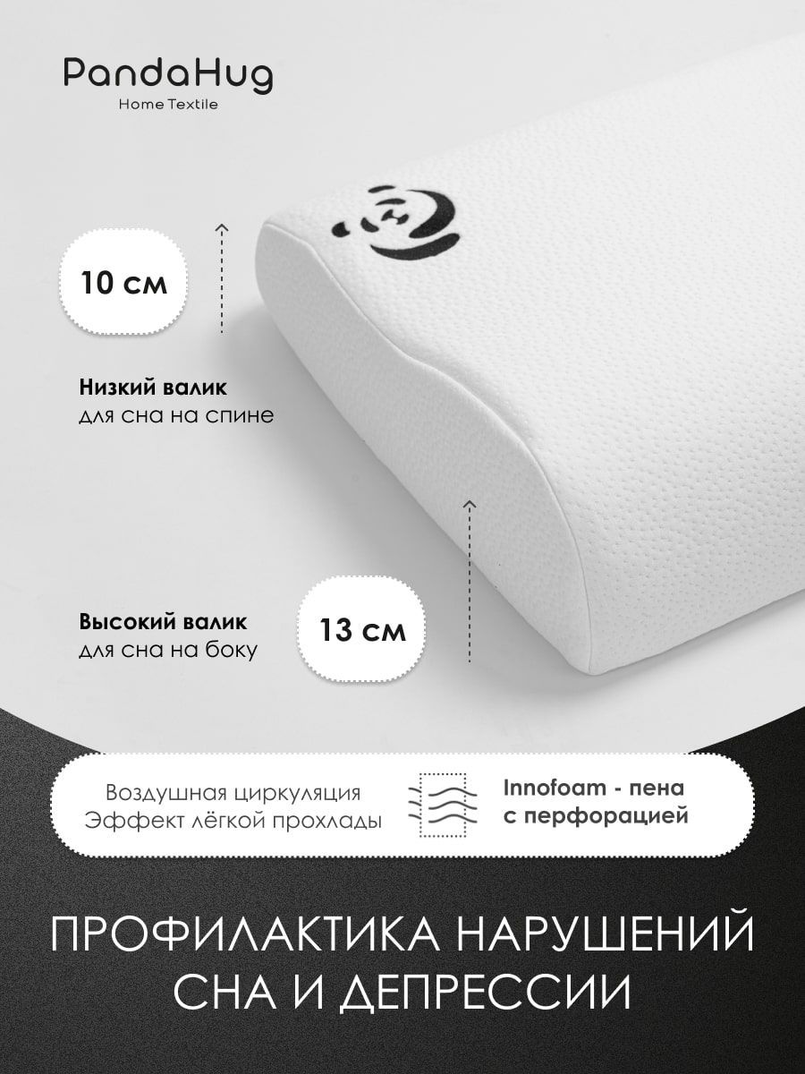 снимок Подушка с эффектом памяти PandaHug форма волна 60*40*10/13 + Подарок! Аромароллер от магазина BIO-TEXTILES ОПТ
