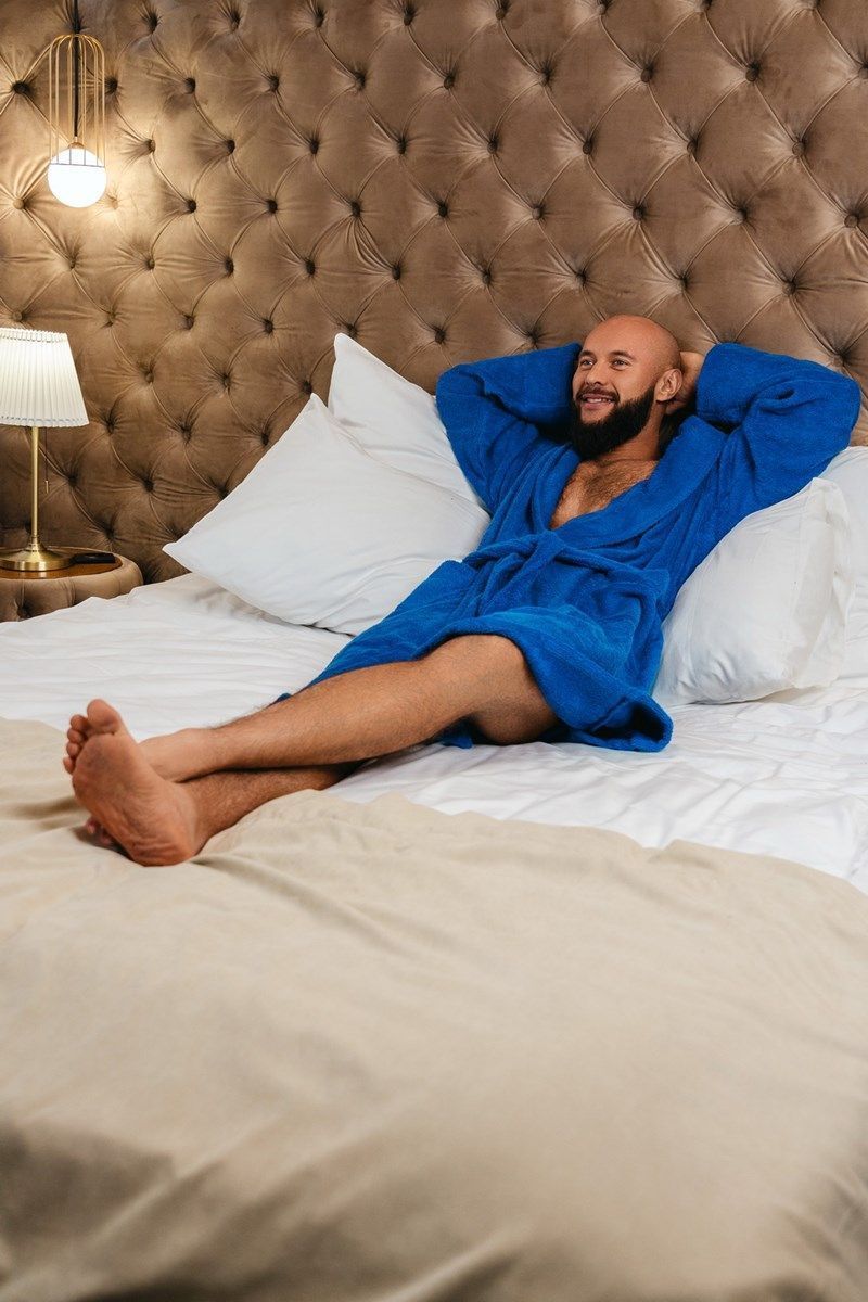 снимок Халат махровый мужской васильковый от магазина BIO-TEXTILES ОПТ