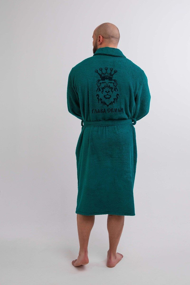 снимок Халат махровый мужской изумруд с вышивкой от магазина BIO-TEXTILES ОПТ