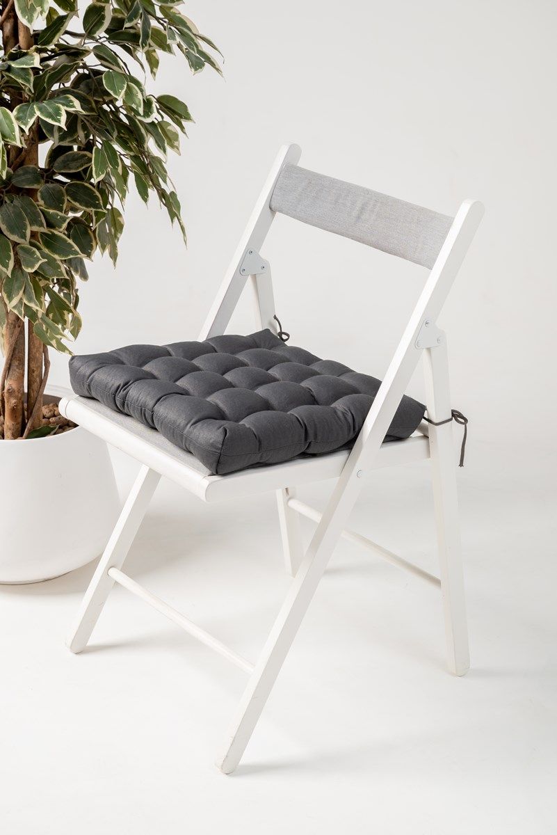 снимок Подушка для стула "ЛОФТ" с завязками, темно-серая 40*40 от магазина BIO-TEXTILES ОПТ