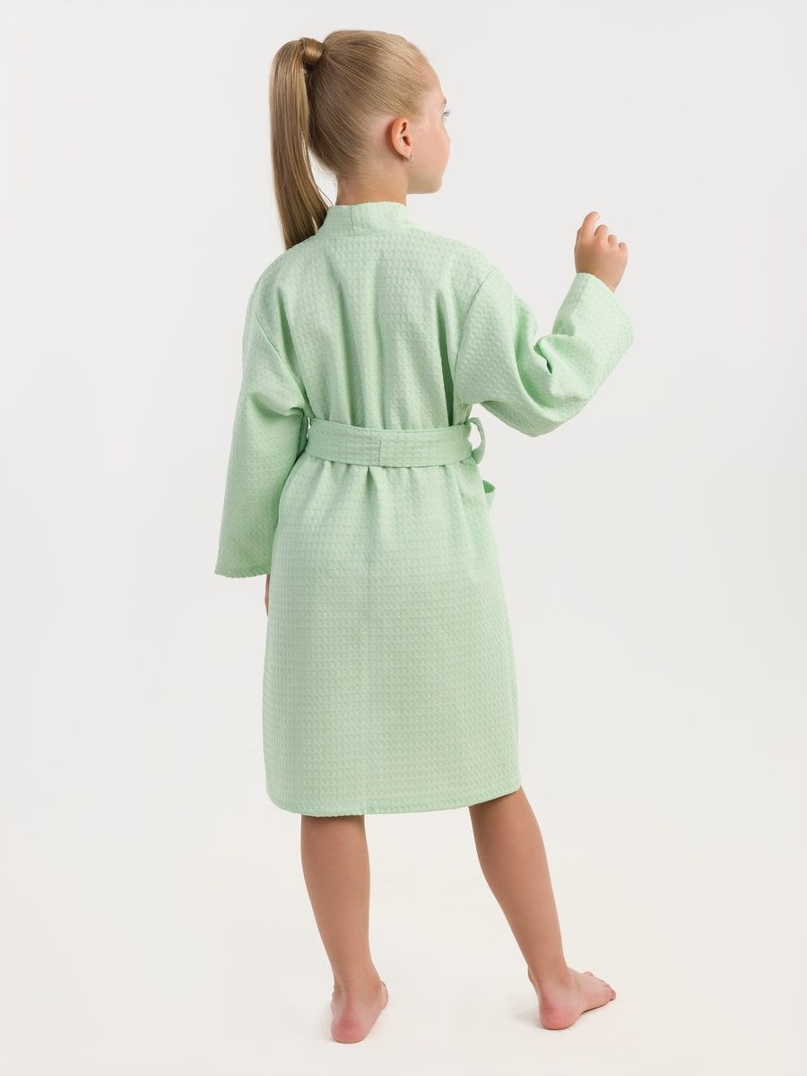 снимок Халат вафельный детский мятный от магазина BIO-TEXTILES ОПТ