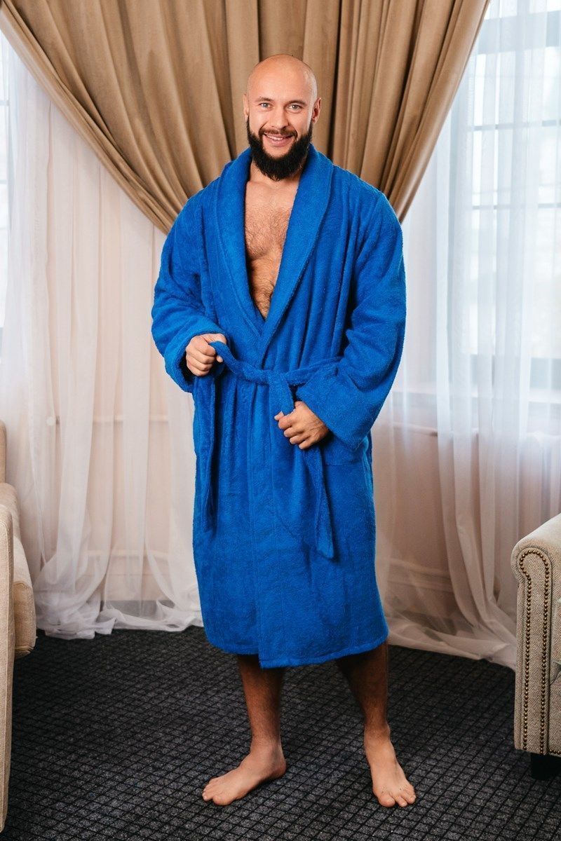 снимок Халат махровый мужской васильковый от магазина BIO-TEXTILES ОПТ