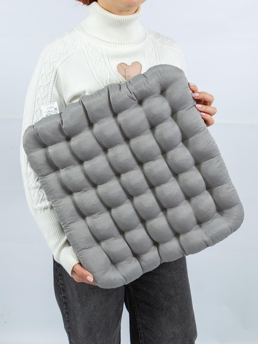 снимок Био-подушка на стул с лузгой гречихи светло-серая 50*45 от магазина BIO-TEXTILES ОПТ